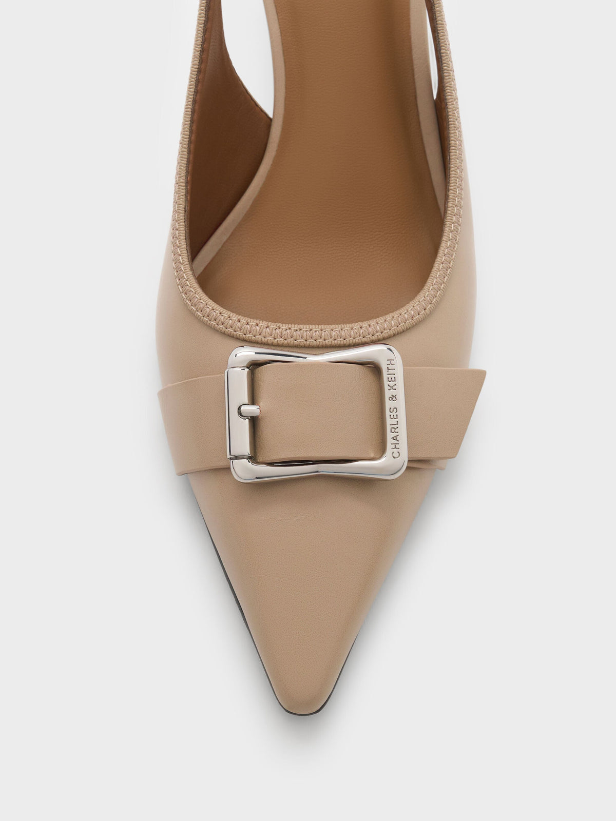 CHARLES & KEITH Popular | Anita Buckled Pointed Slingback Pumps - Taupe