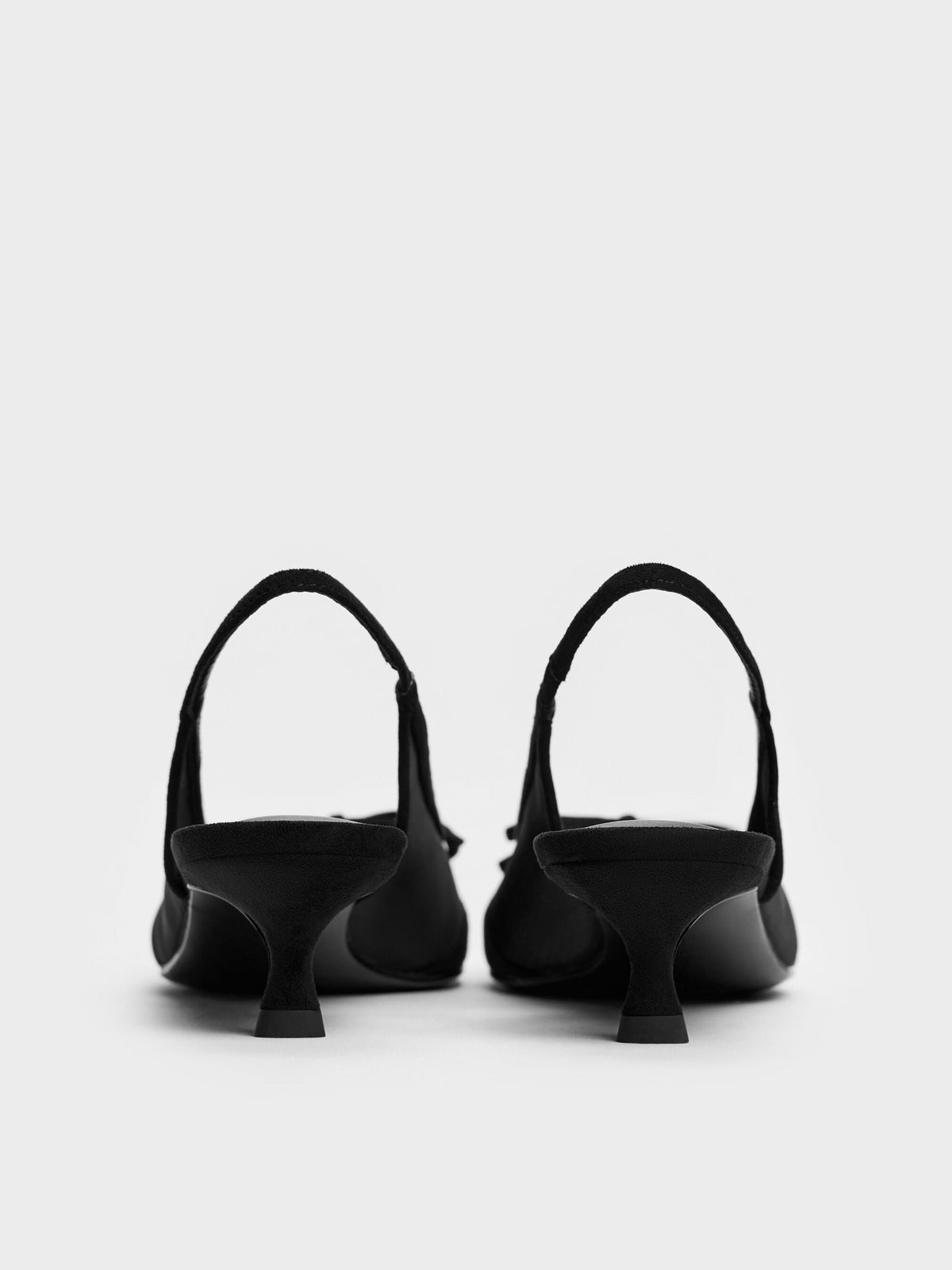 CHARLES & KEITH Trusted | Mulligan Mesh Bow Slingback Pumps - Black Textured