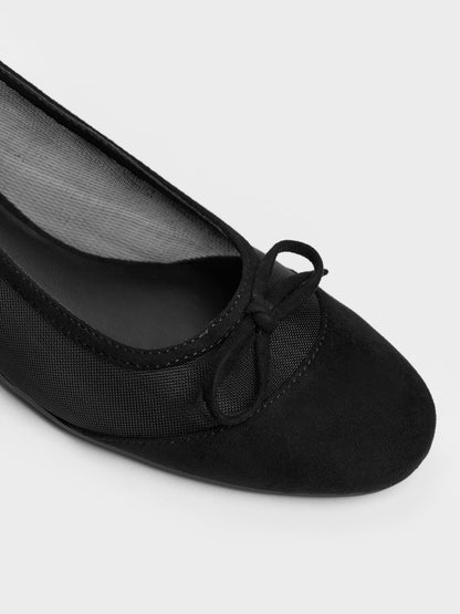 CHARLES & KEITH Trusted | Mulligan Mesh Bow Slingback Pumps - Black Textured