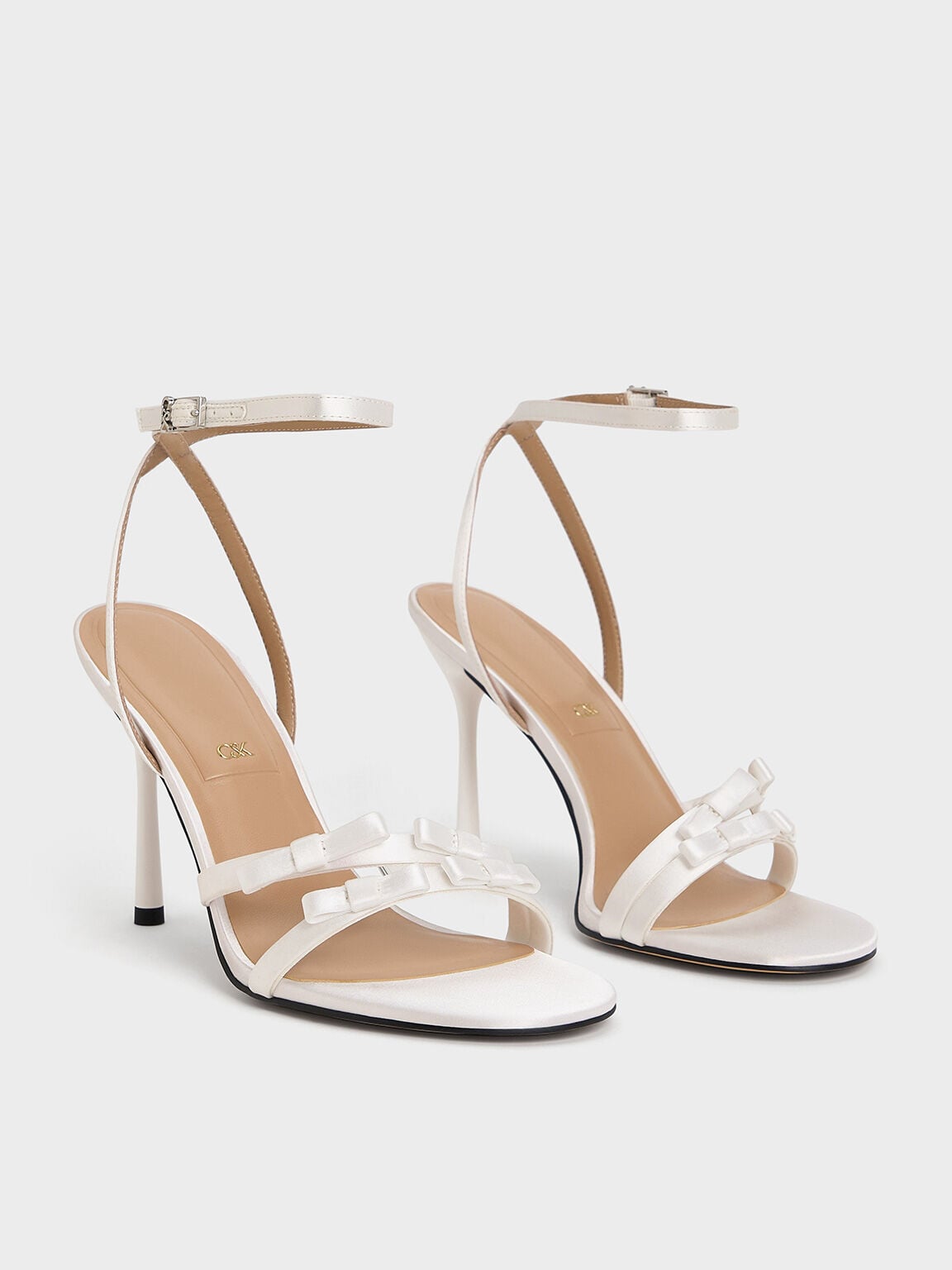 CHARLES & KEITH Popular | Jessy Bow Stiletto Sandals - White