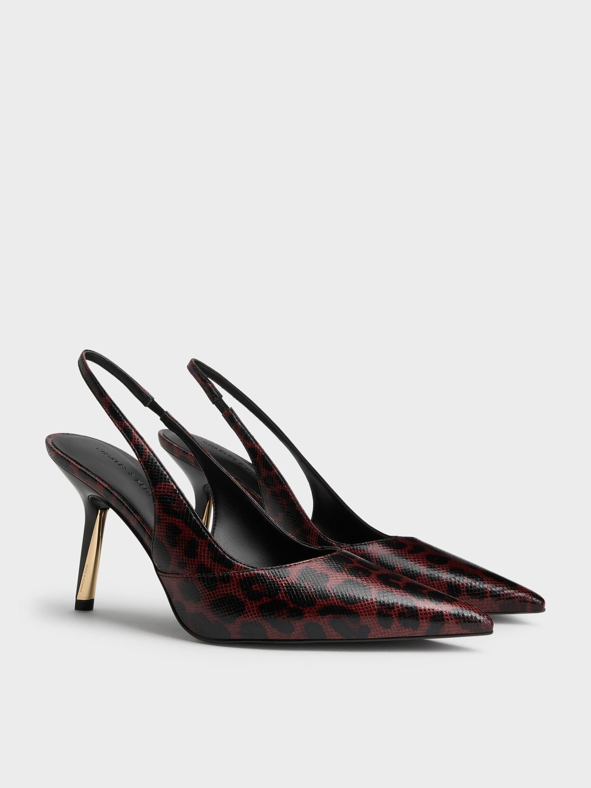 CHARLES & KEITH Hot Sale | Taylen Leopard-Print Slingback Pumps - Animal Print Burgundy