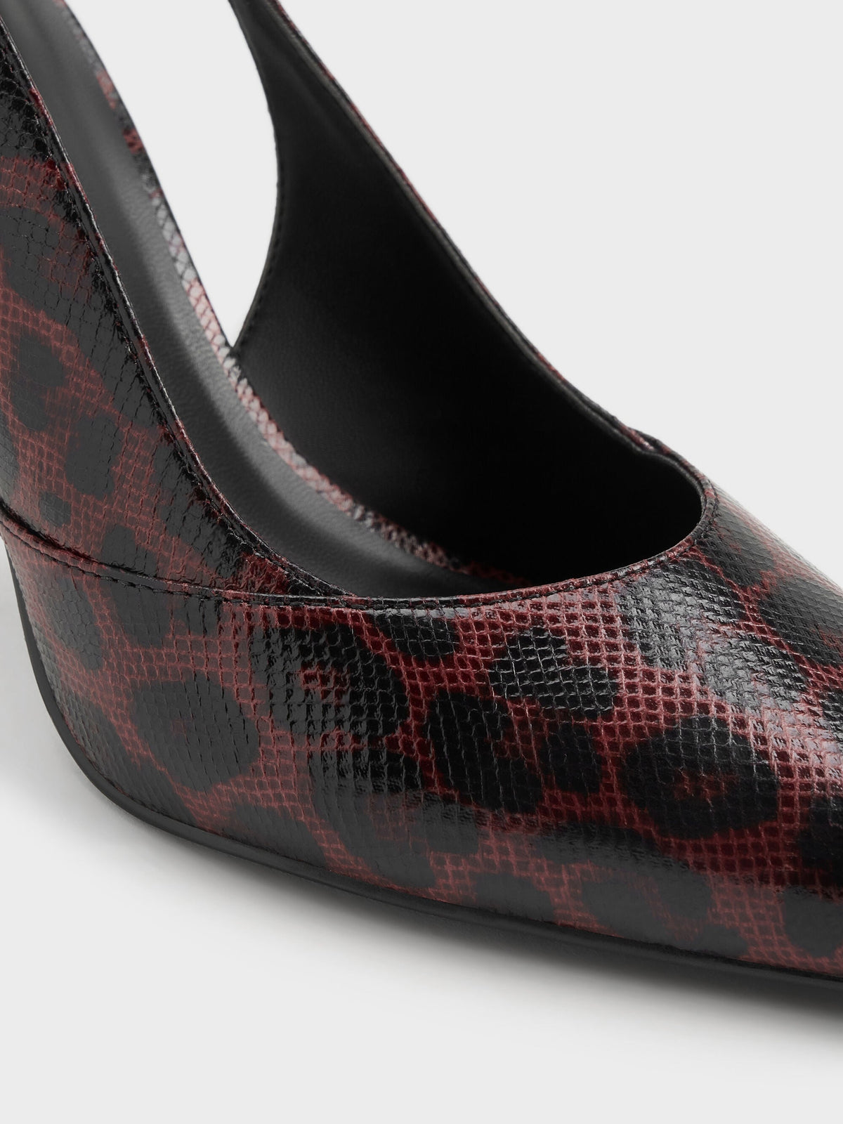 CHARLES & KEITH Hot Sale | Taylen Leopard-Print Slingback Pumps - Animal Print Burgundy