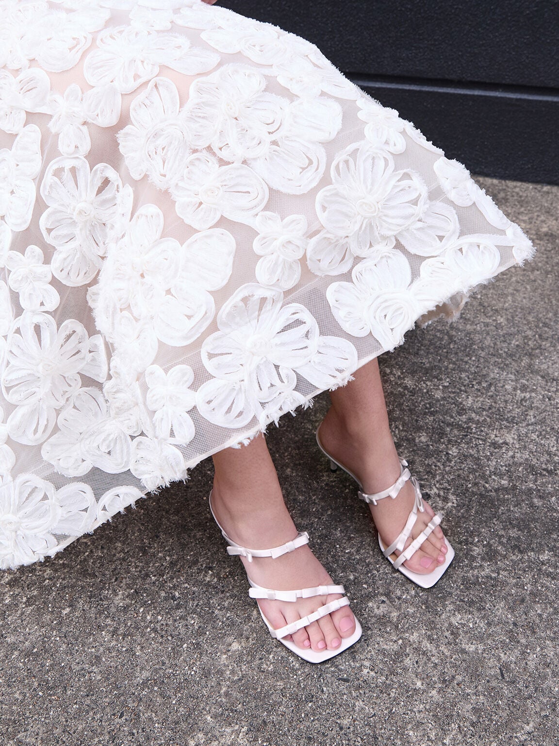 CHARLES & KEITH Best Seller | Jessy Bow Heeled Sandals - White