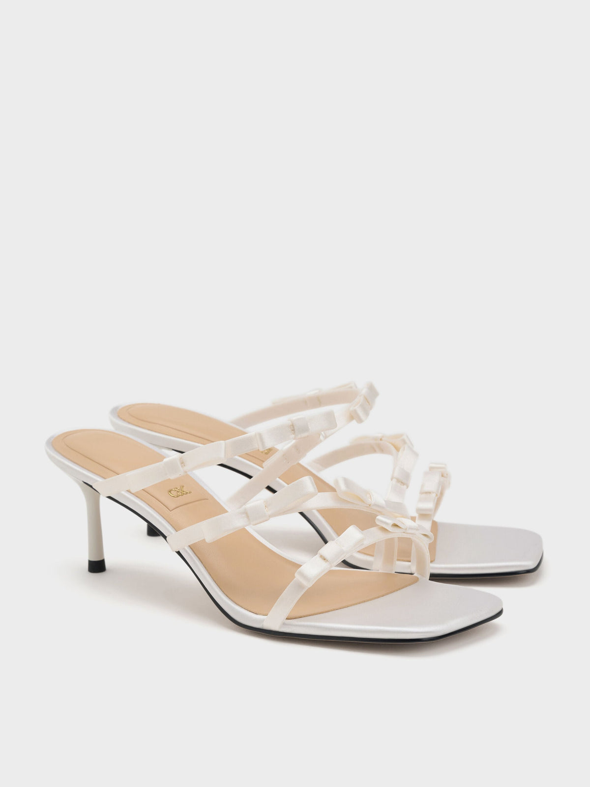 CHARLES & KEITH Best Seller | Jessy Bow Heeled Sandals - White