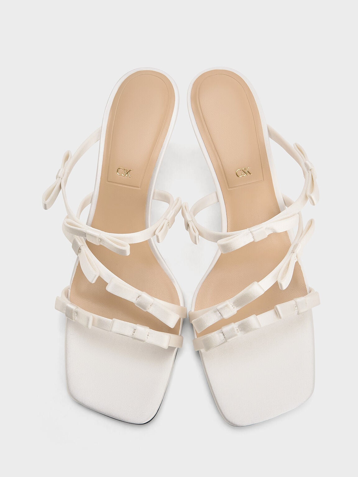 CHARLES & KEITH Best Seller | Jessy Bow Heeled Sandals - White