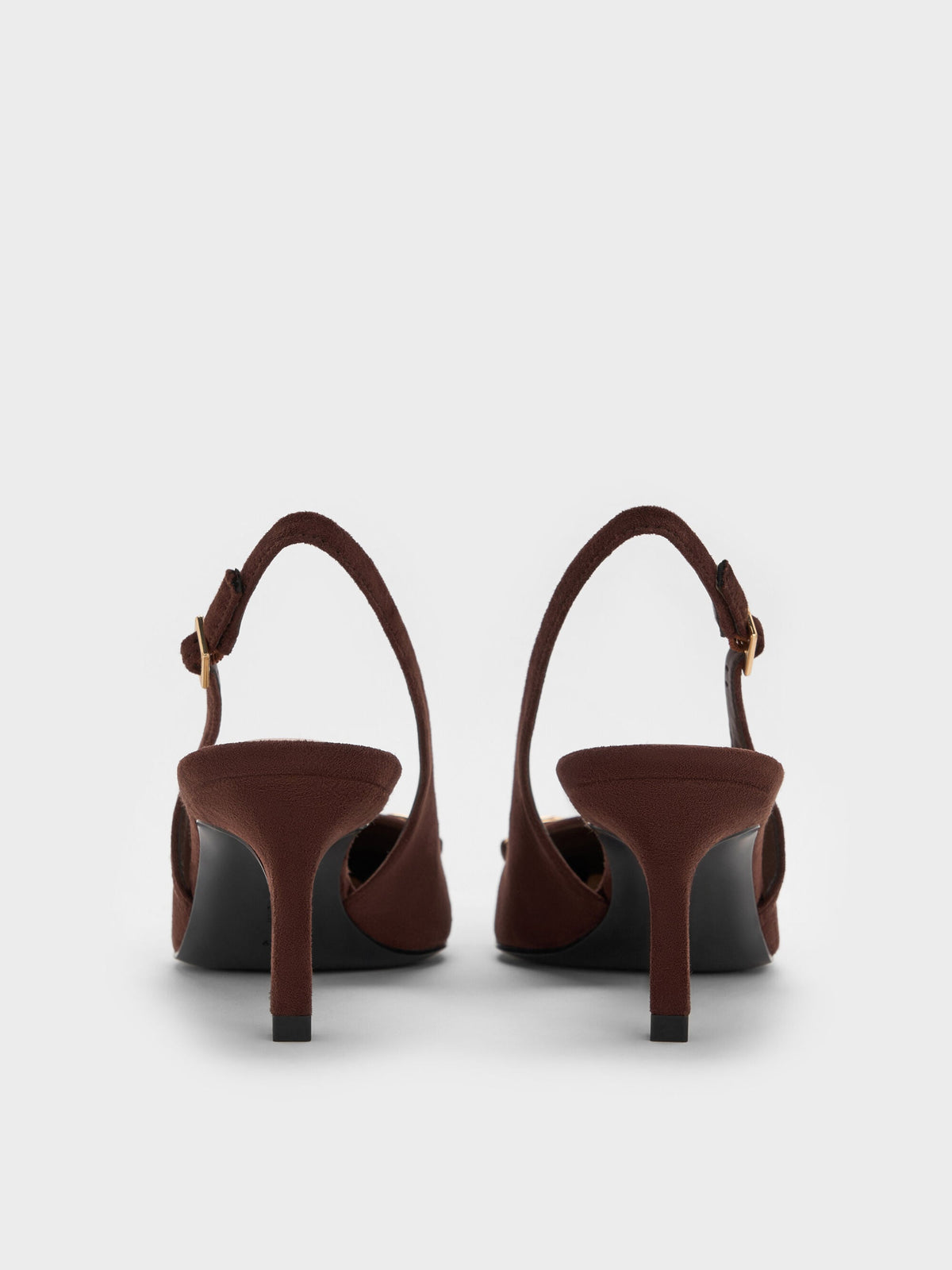 CHARLES & KEITH Latest | Leslie Faux Suede Slingback Pumps - Dark Brown Textured