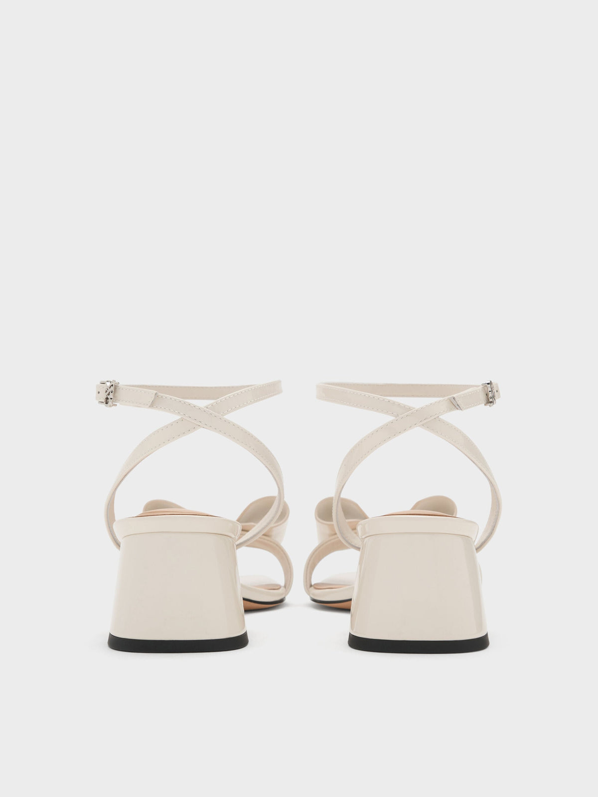 CHARLES & KEITH Recommended | Lu Patent Leather Bow Heeled Sandals - Chalk