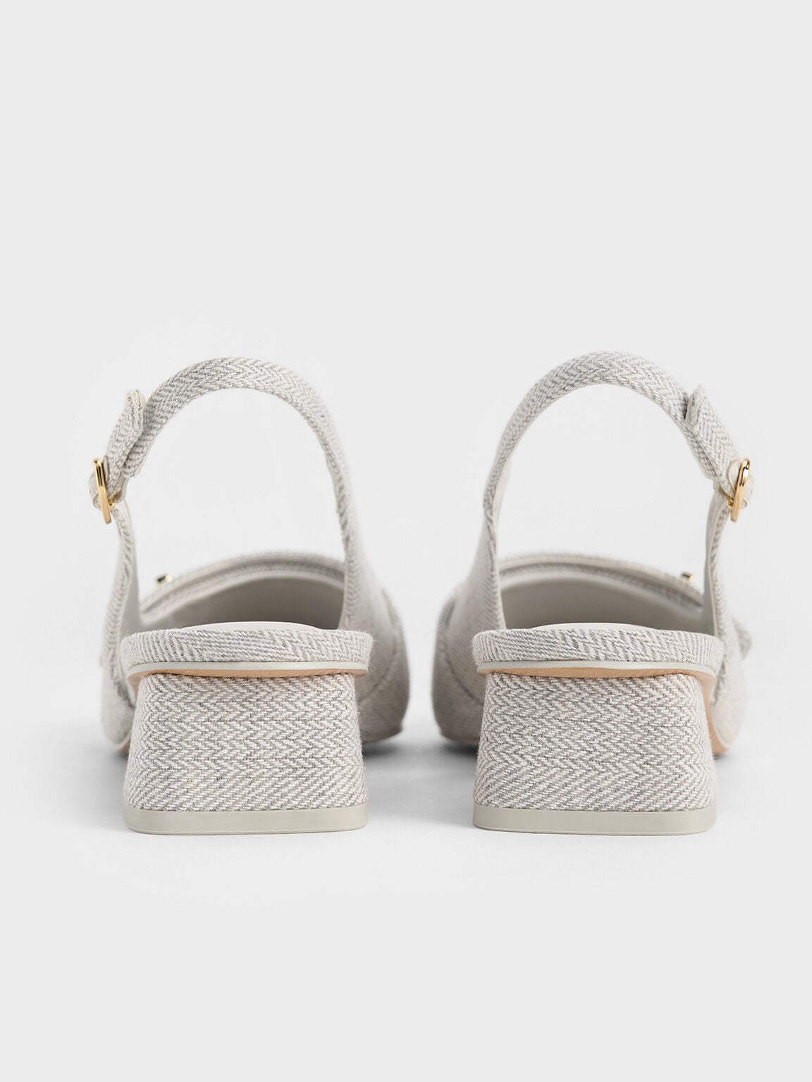 CHARLES & KEITH Latest | Marley Tweed Slingback Pumps - Light Grey