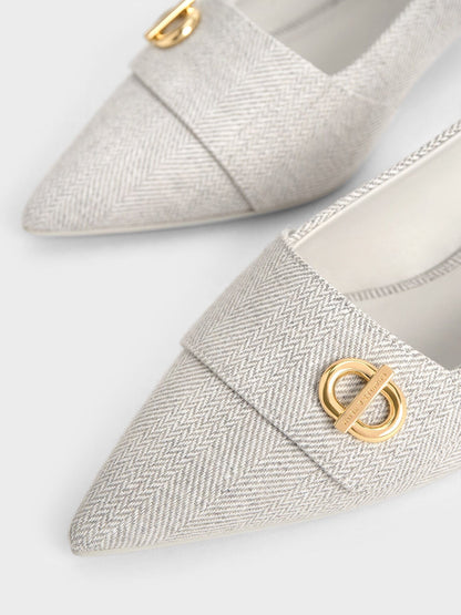CHARLES & KEITH Latest | Marley Tweed Slingback Pumps - Light Grey