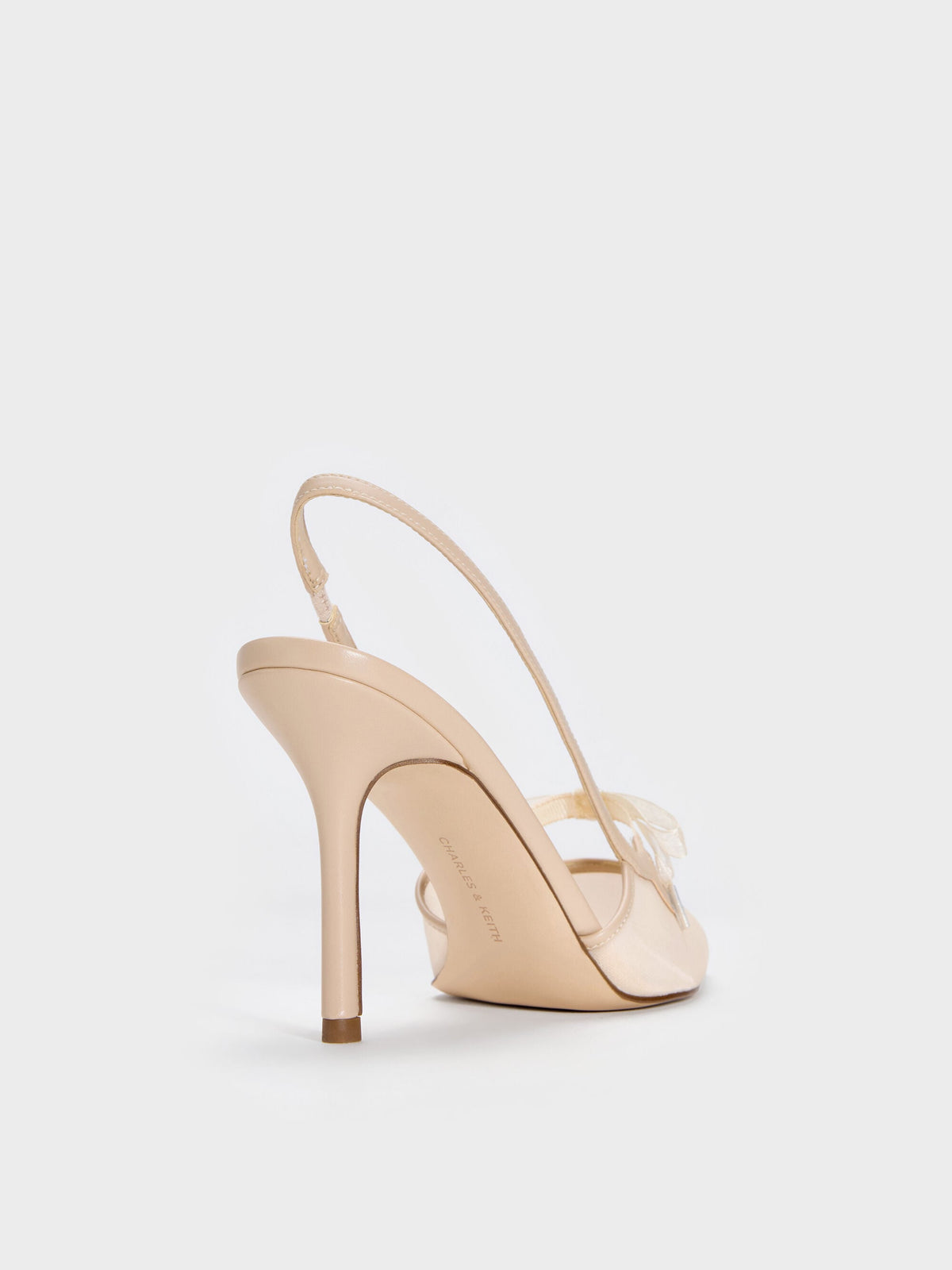 CHARLES & KEITH Smart Buy | Venetia Mesh Bow Pointed Slingback Pumps - Nude