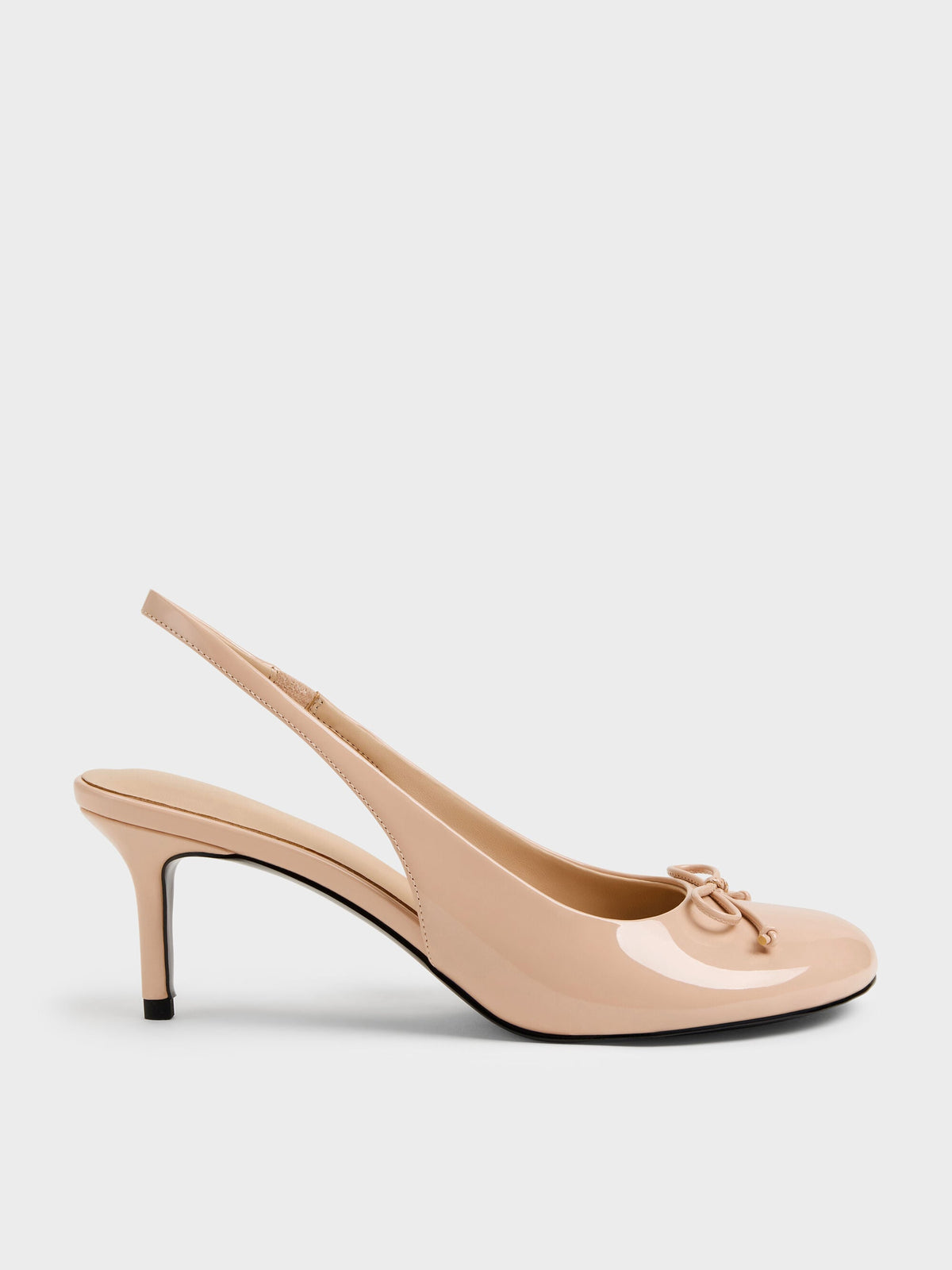 CHARLES & KEITH Top Pick | Imani Patent Asymmetric Slingback Pumps - Nude