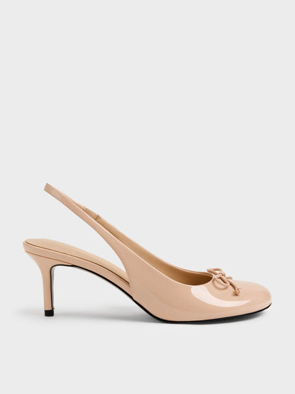 CHARLES & KEITH Top Pick | Imani Patent Asymmetric Slingback Pumps - Nude