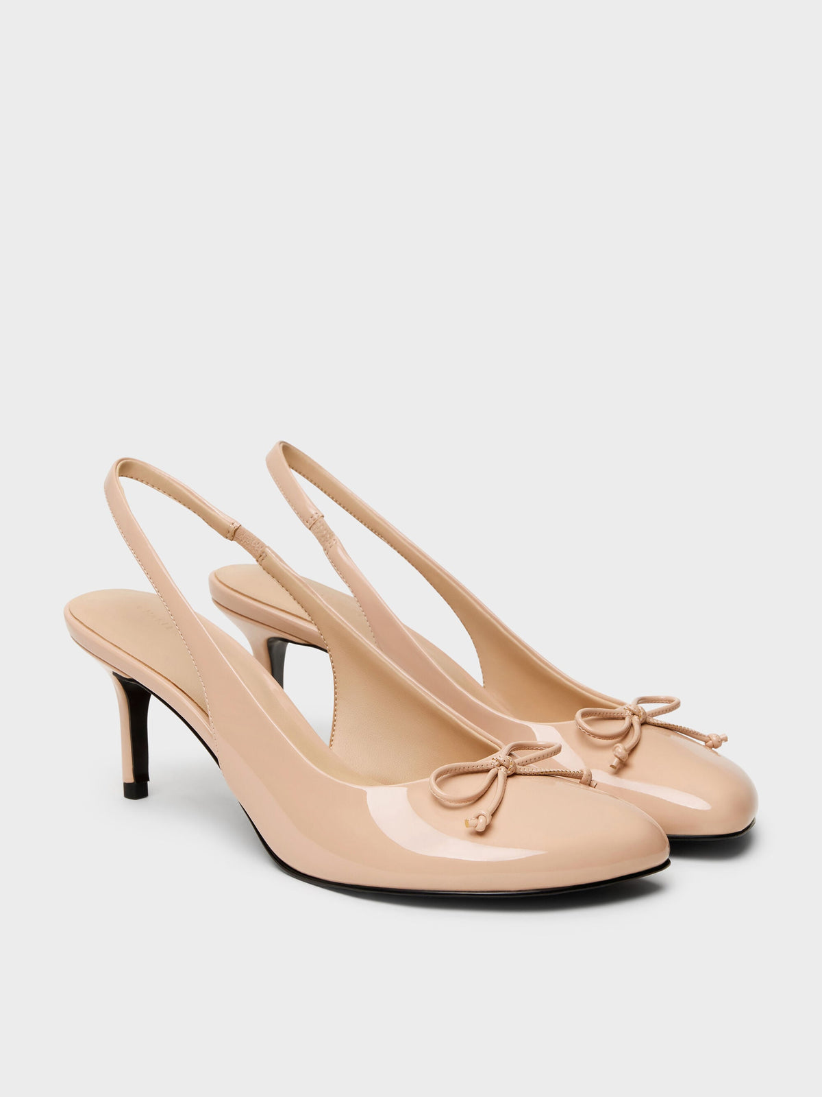 CHARLES & KEITH Top Pick | Imani Patent Asymmetric Slingback Pumps - Nude