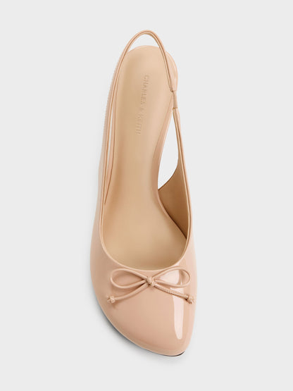 CHARLES & KEITH Top Pick | Imani Patent Asymmetric Slingback Pumps - Nude
