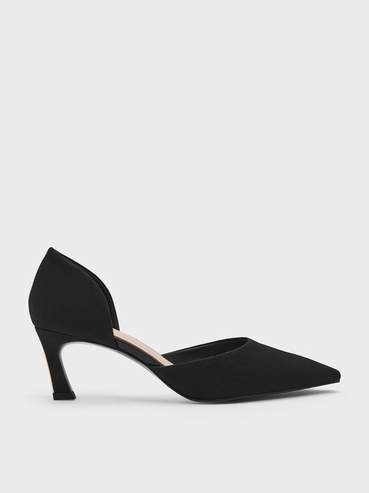 CHARLES & KEITH Best Seller | Kerra Twill Pointed D'Orsay Pumps - Black Textured