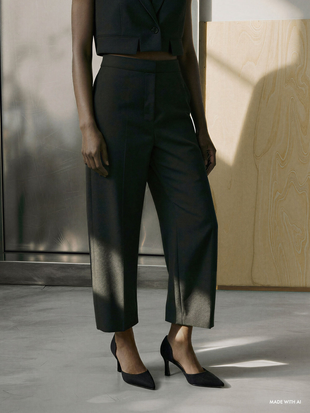 CHARLES & KEITH Best Seller | Kerra Twill Pointed D'Orsay Pumps - Black Textured