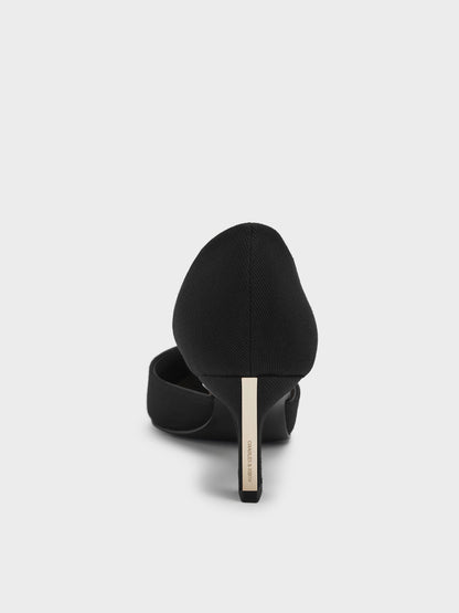 CHARLES & KEITH Best Seller | Kerra Twill Pointed D'Orsay Pumps - Black Textured