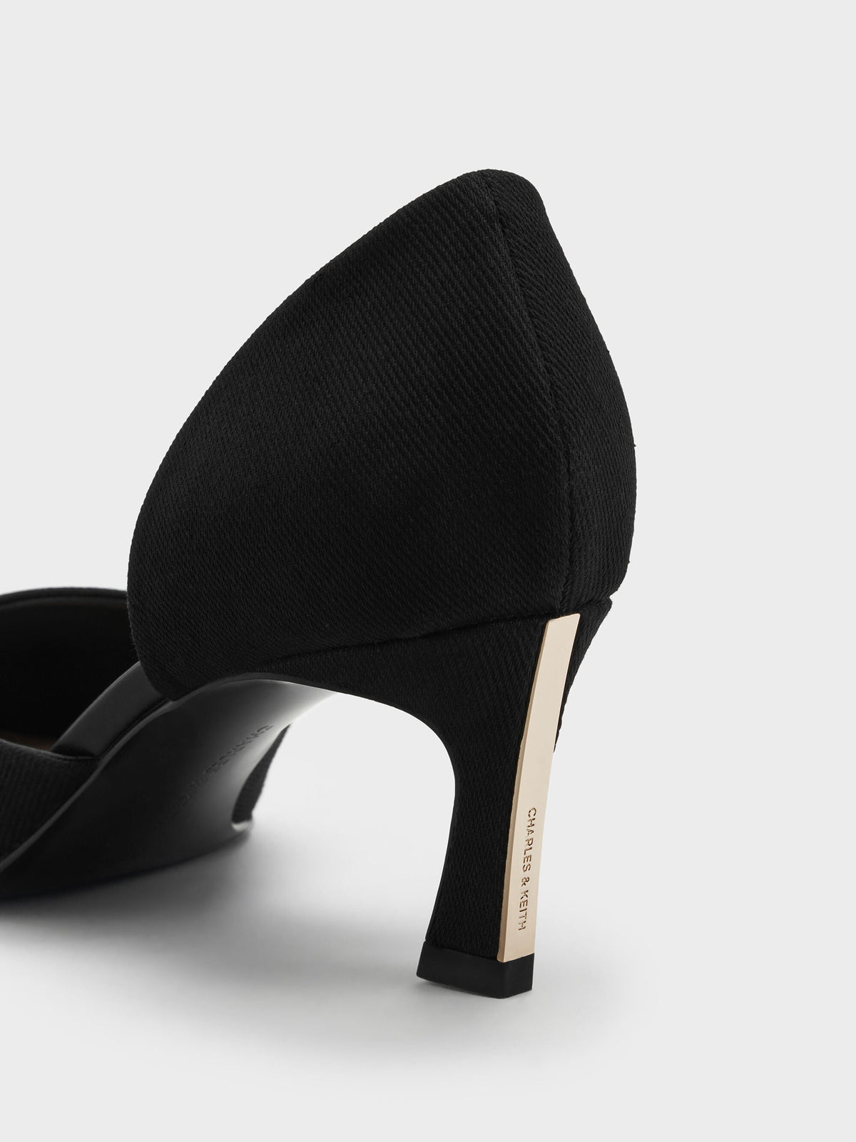 CHARLES & KEITH Best Seller | Kerra Twill Pointed D'Orsay Pumps - Black Textured
