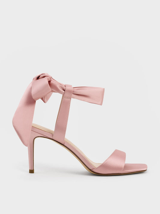 CHARLES & KEITH Popular | Eliana Satin Tie-Around Heeled Sandals - Pink