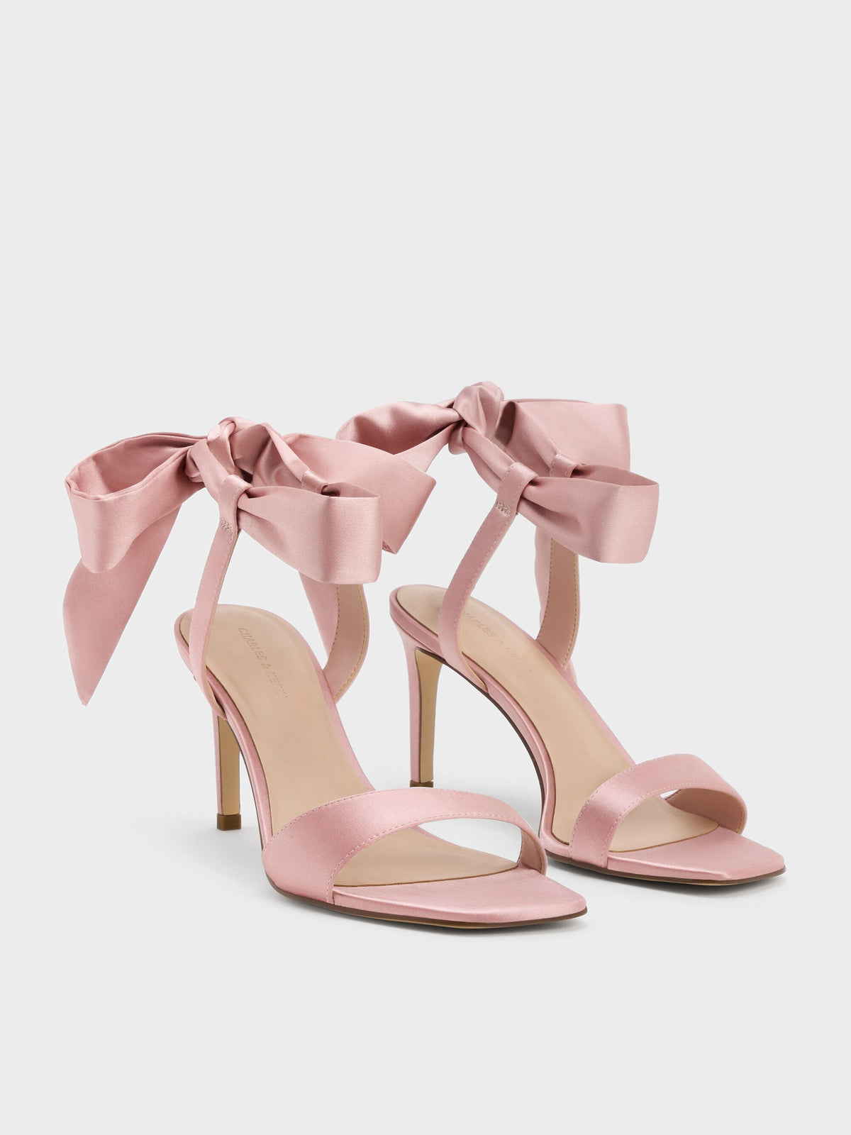 CHARLES & KEITH Popular | Eliana Satin Tie-Around Heeled Sandals - Pink