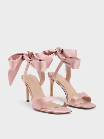 CHARLES & KEITH Popular | Eliana Satin Tie-Around Heeled Sandals - Pink