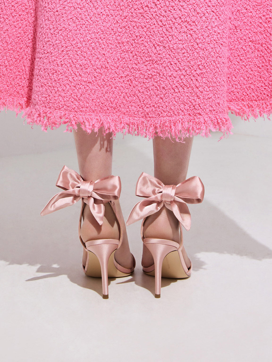 CHARLES & KEITH Popular | Eliana Satin Tie-Around Heeled Sandals - Pink
