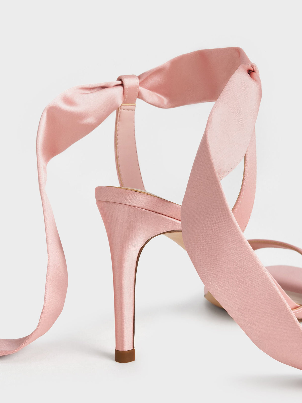 CHARLES & KEITH Popular | Eliana Satin Tie-Around Heeled Sandals - Pink