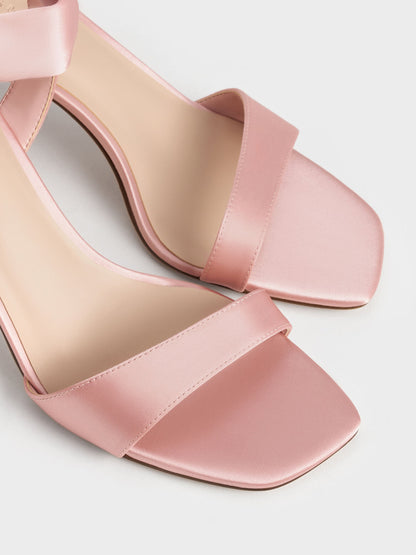 CHARLES & KEITH Popular | Eliana Satin Tie-Around Heeled Sandals - Pink