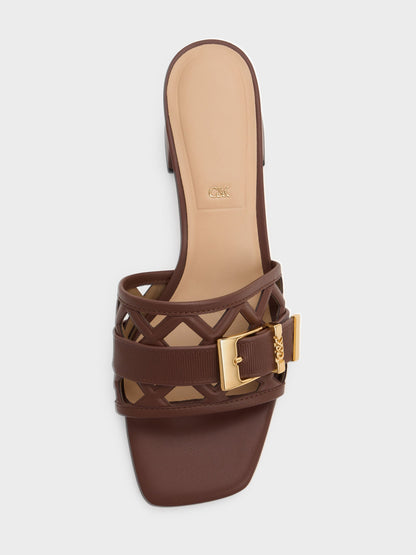 CHARLES & KEITH Best Price | Whitney Leather Cut-Out Heeled Mules - Brown