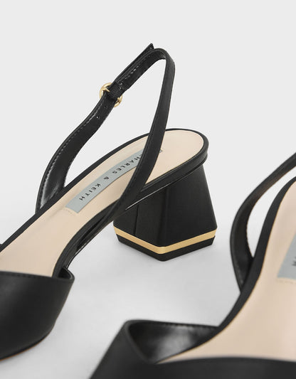 CHARLES & KEITH Classic | Katarina Metallic-Heel Slingback Pumps - Black