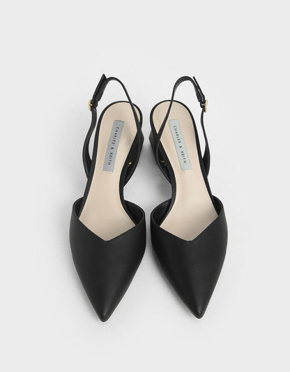 CHARLES & KEITH Classic | Katarina Metallic-Heel Slingback Pumps - Black