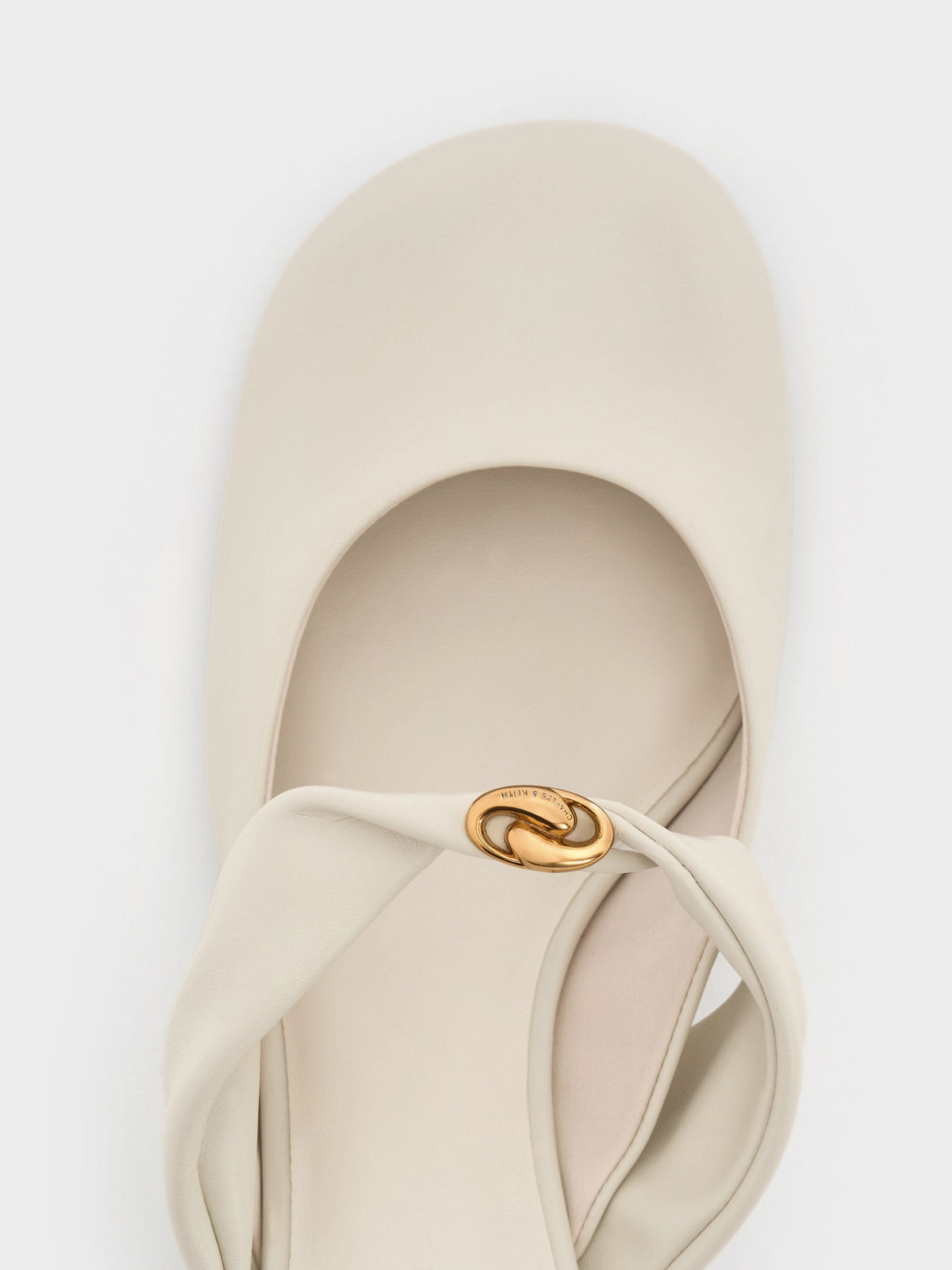 CHARLES & KEITH Latest | Metallic-Accent Twisted-Strap Heeled Mules - Chalk