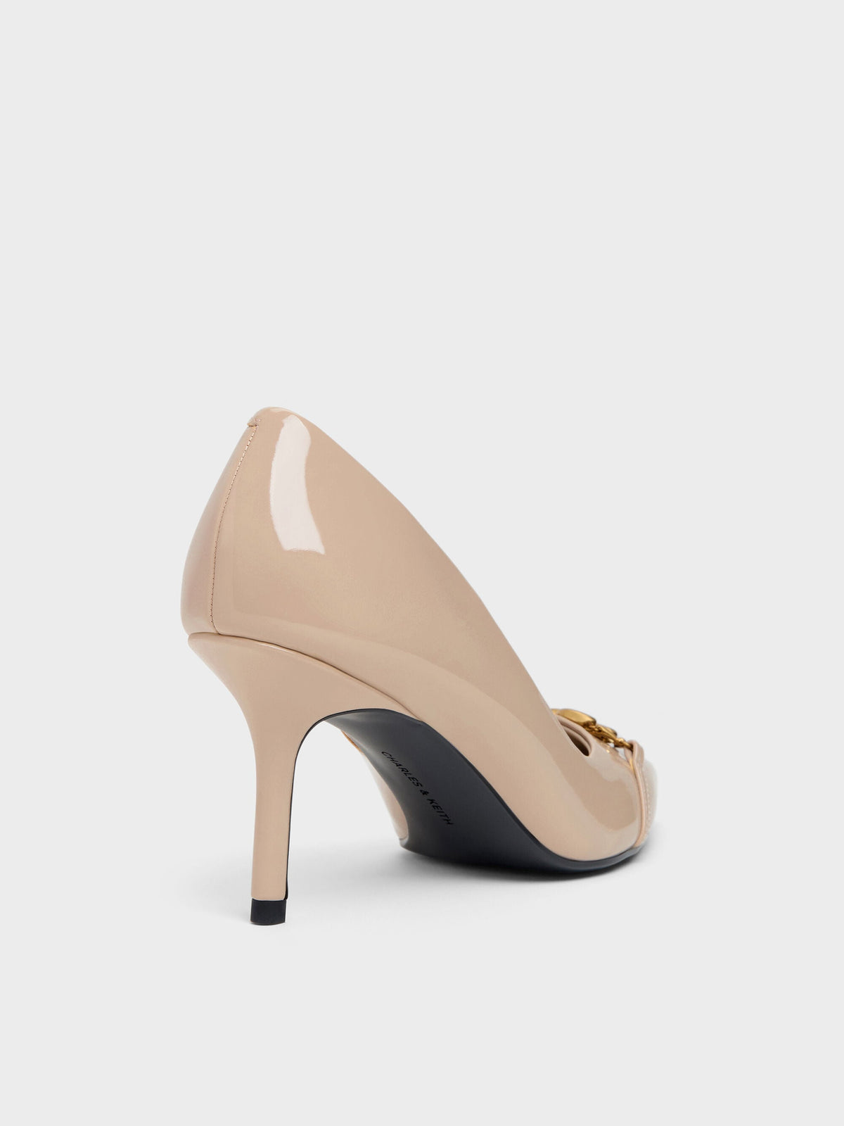 CHARLES & KEITH Trusted | Patent Metallic-Buckle Pointed Pumps - Nude