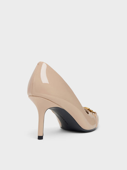 CHARLES & KEITH Trusted | Patent Metallic-Buckle Pointed Pumps - Nude