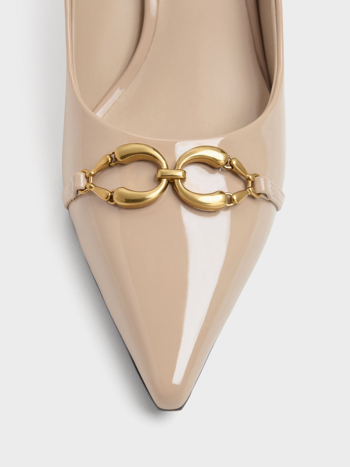 CHARLES & KEITH Trusted | Patent Metallic-Buckle Pointed Pumps - Nude