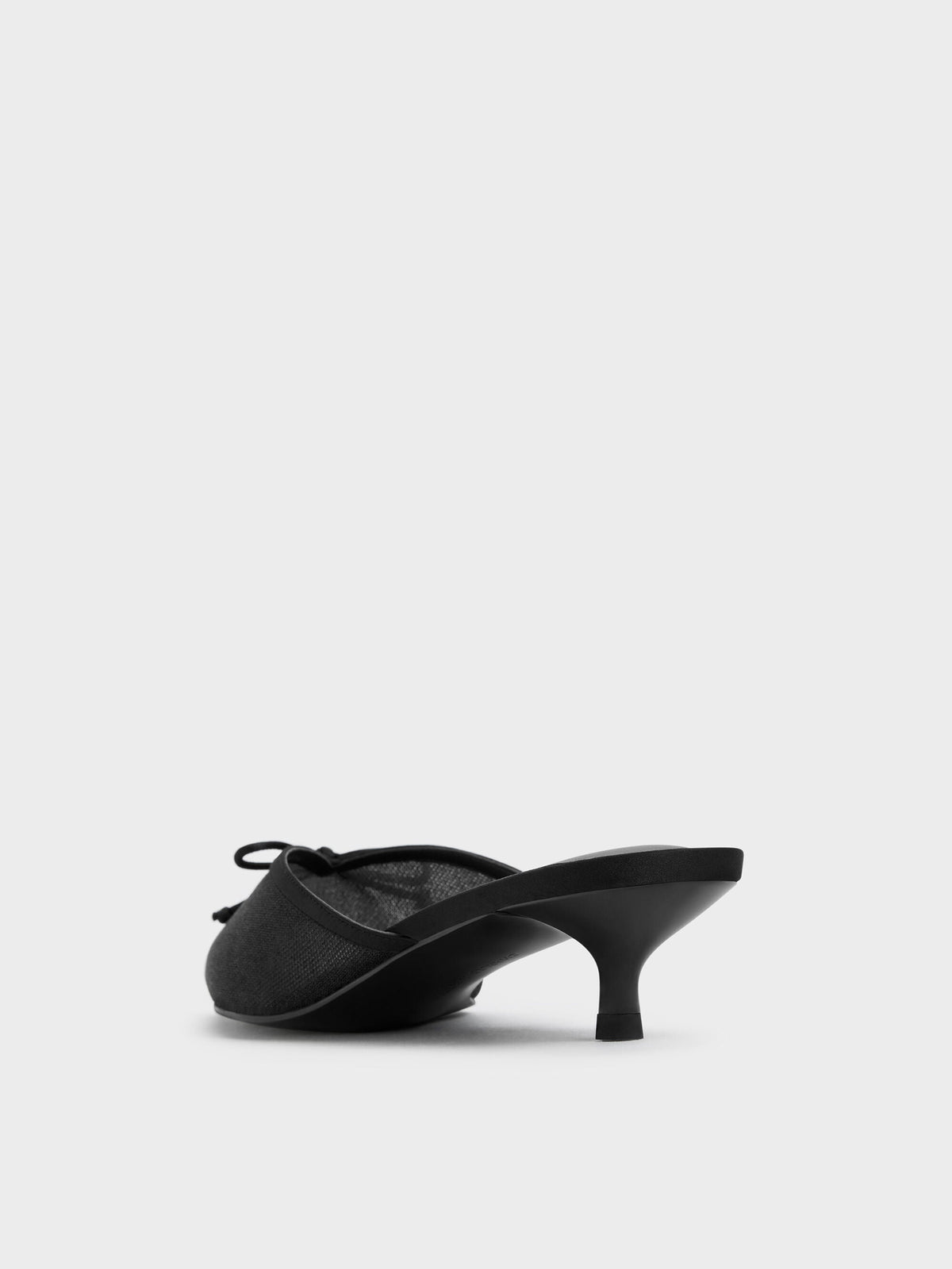 CHARLES & KEITH Smart Buy | Glittered Mesh Bow Kitten Heels - Black Textured