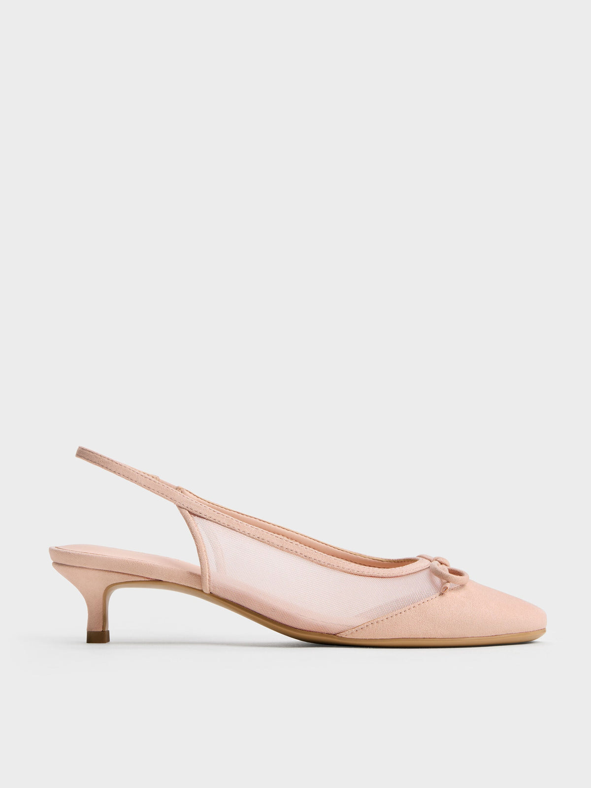CHARLES & KEITH Latest | Mulligan Mesh Bow Slingback Pumps - Blush