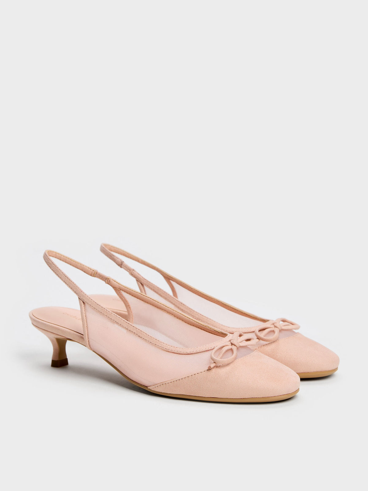 CHARLES & KEITH Latest | Mulligan Mesh Bow Slingback Pumps - Blush