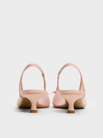 CHARLES & KEITH Latest | Mulligan Mesh Bow Slingback Pumps - Blush