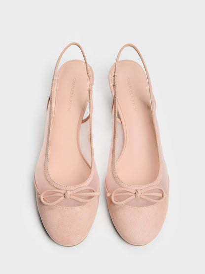 CHARLES & KEITH Latest | Mulligan Mesh Bow Slingback Pumps - Blush