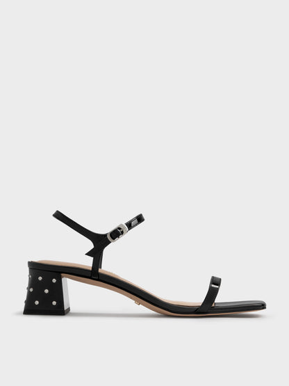 CHARLES & KEITH Everyday | Emmaline Patent Leather Crystal Sandals - Black Patent