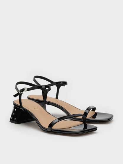CHARLES & KEITH Everyday | Emmaline Patent Leather Crystal Sandals - Black Patent