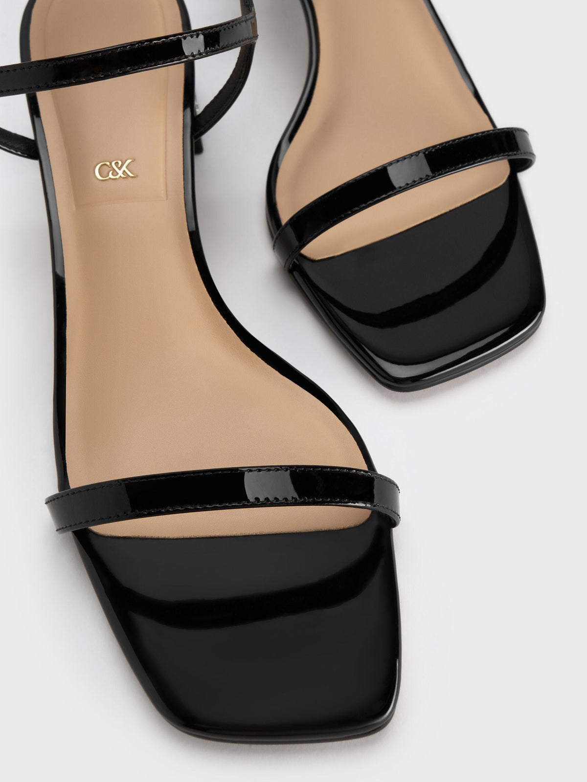 CHARLES & KEITH Everyday | Emmaline Patent Leather Crystal Sandals - Black Patent