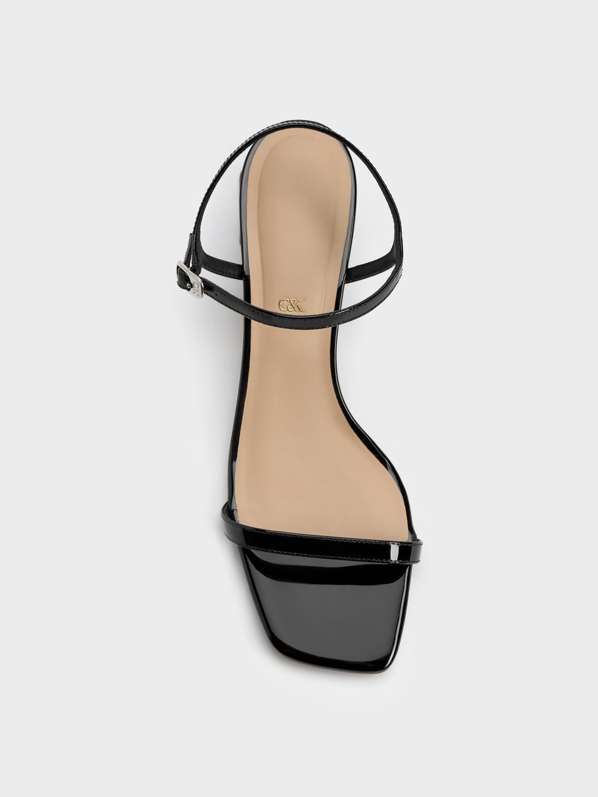CHARLES & KEITH Everyday | Emmaline Patent Leather Crystal Sandals - Black Patent