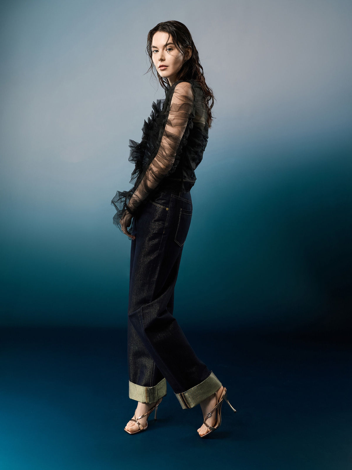 CHARLES & KEITH Premium | Metallic Leather Crystal-Buckle Ankle-Strap Heels - Bronze