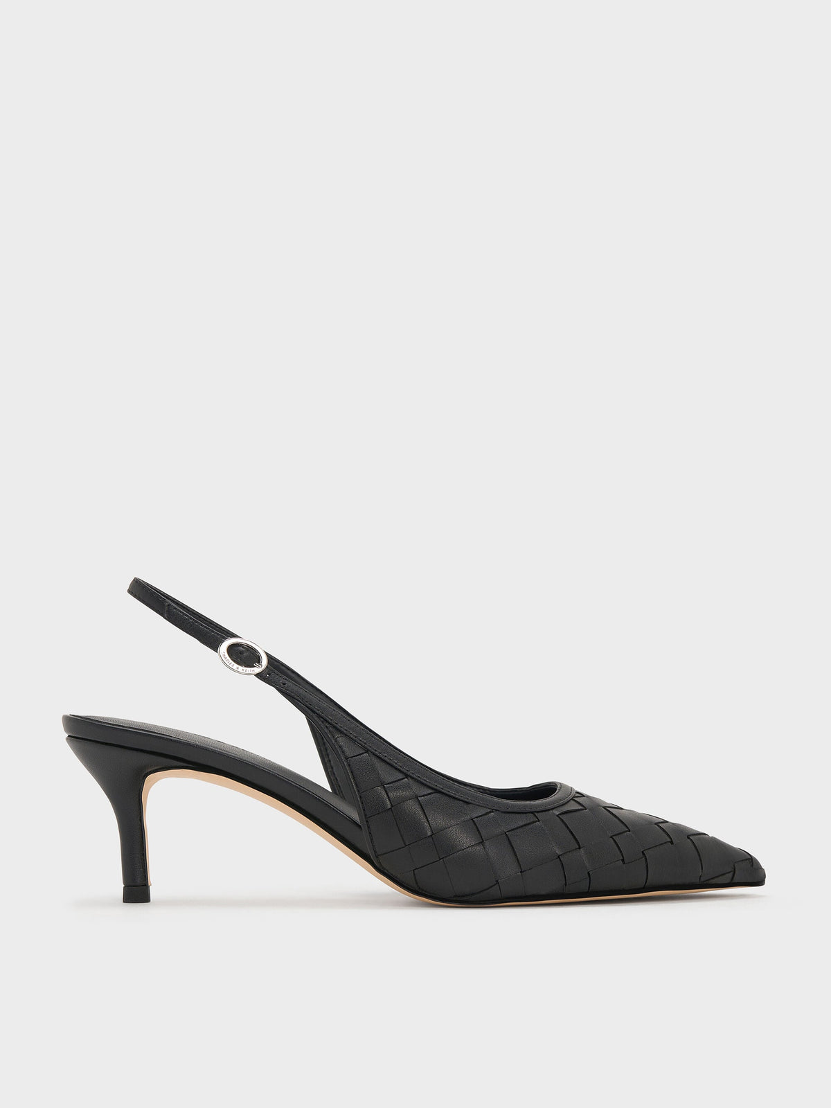 CHARLES & KEITH Essential | Ivette Woven Pointed Slingback Pumps - Black