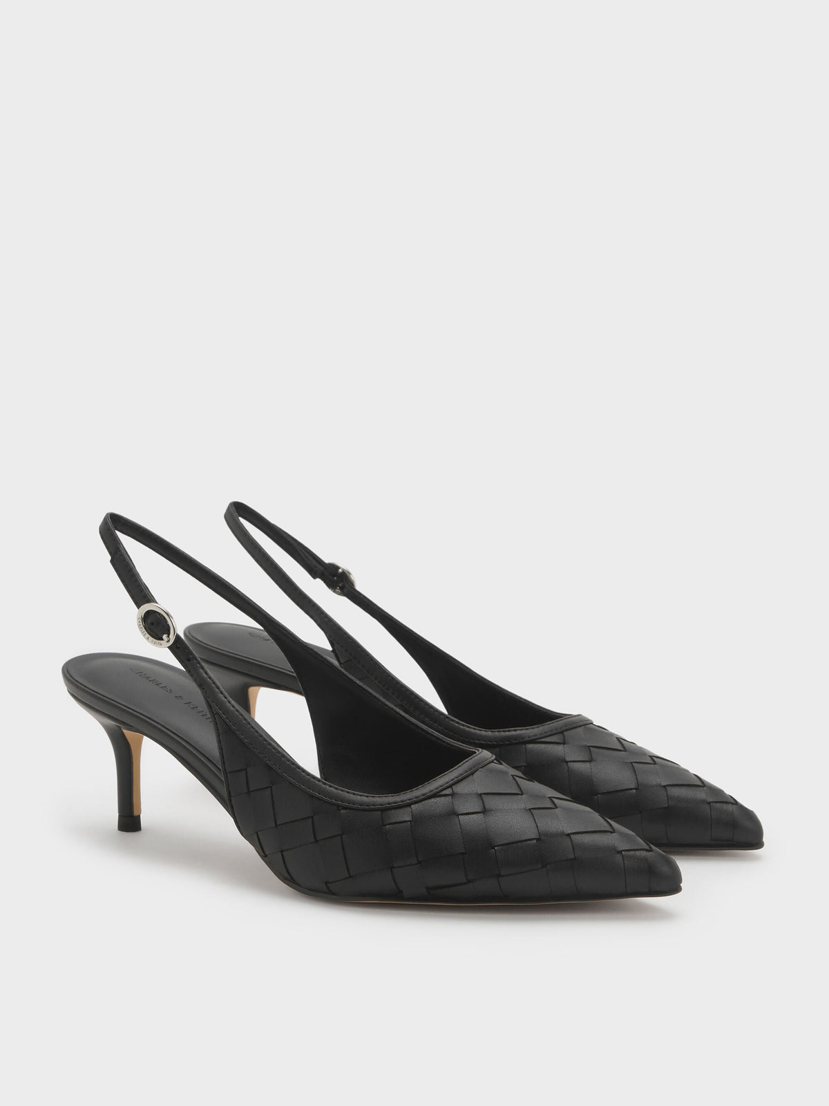 CHARLES & KEITH Essential | Ivette Woven Pointed Slingback Pumps - Black