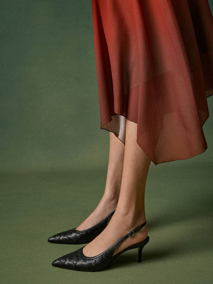 CHARLES & KEITH Essential | Ivette Woven Pointed Slingback Pumps - Black