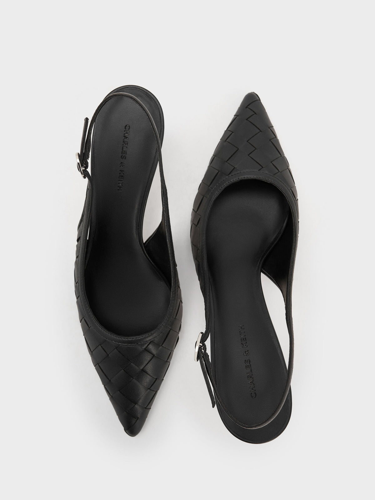 CHARLES & KEITH Essential | Ivette Woven Pointed Slingback Pumps - Black