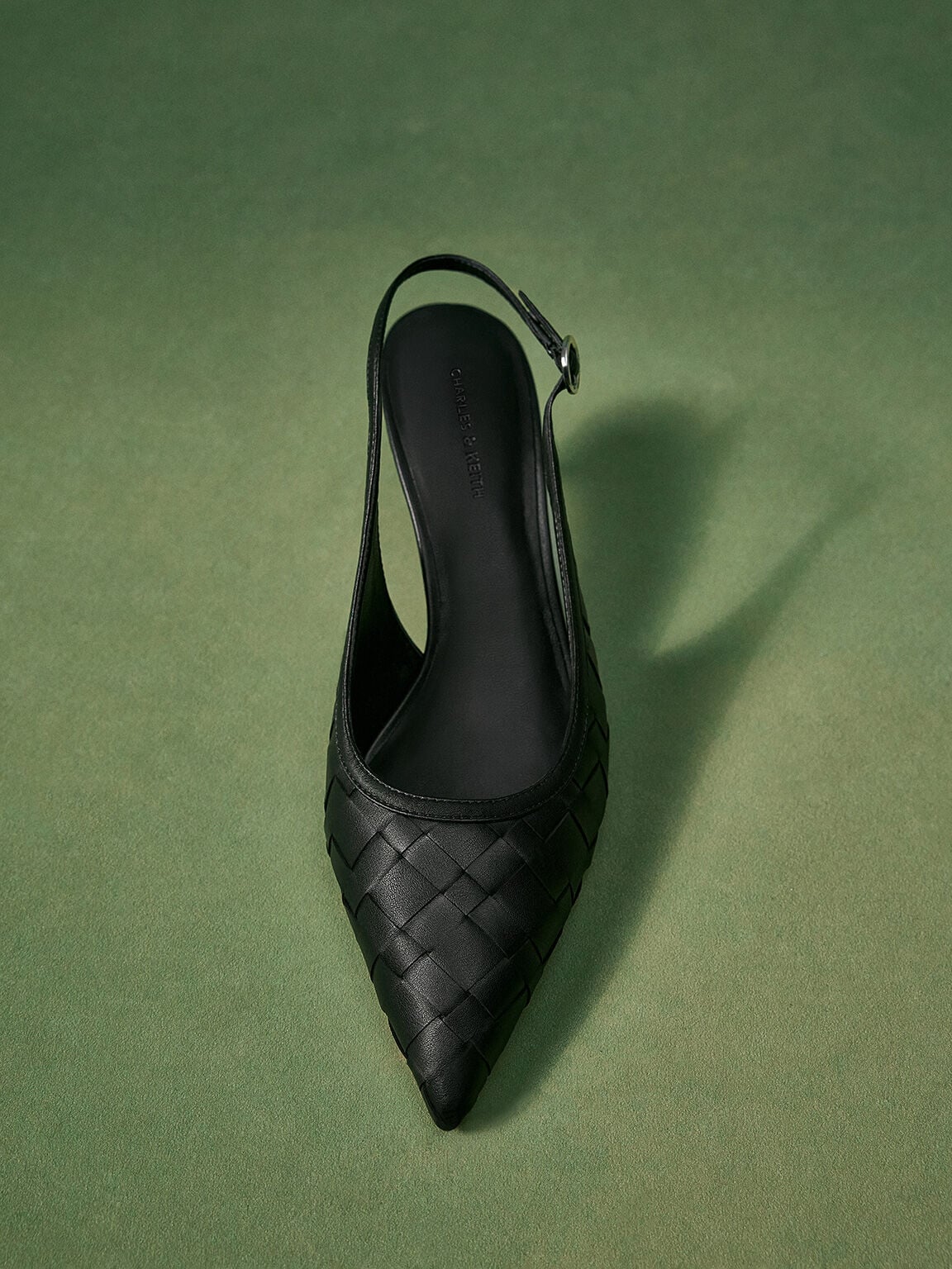 CHARLES & KEITH Essential | Ivette Woven Pointed Slingback Pumps - Black
